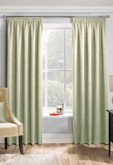 Matrix Pencil Pleat, Green - Ready Made Curtains